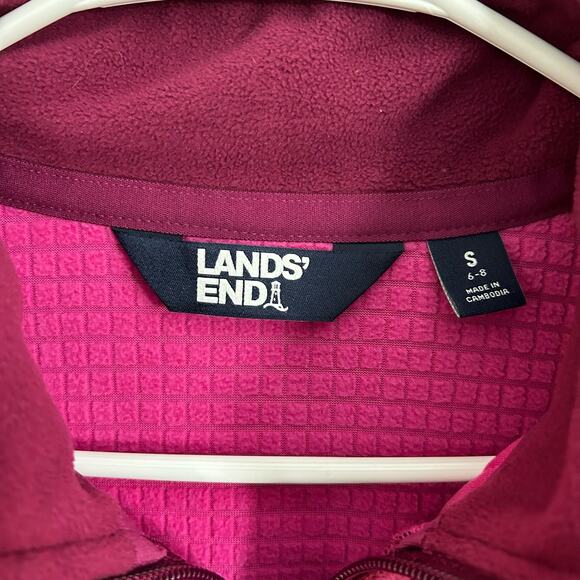 Lands' End Women's Pink Grid Fleece Full Zip Jacket Size S - Picture 5 of 6